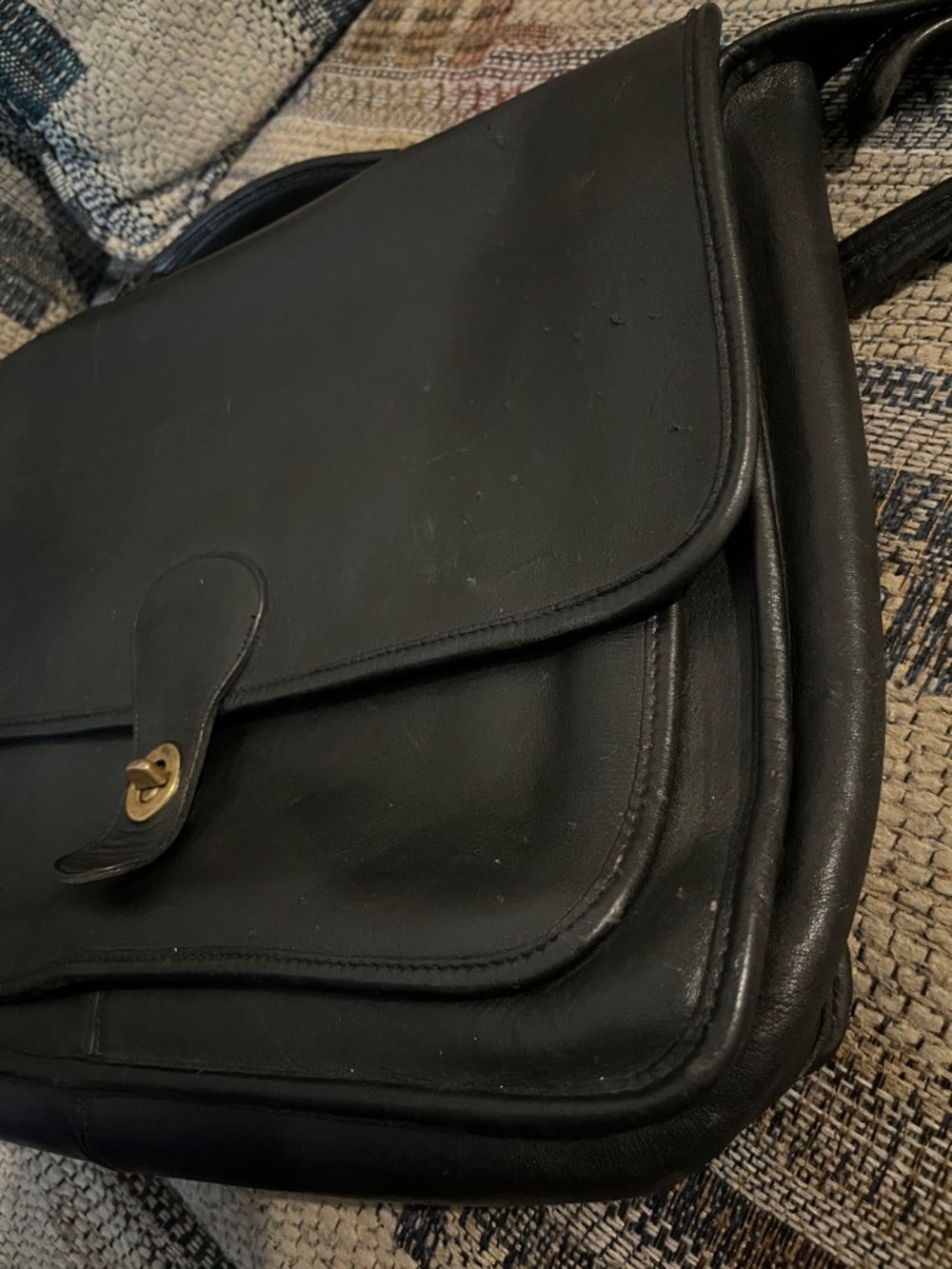 Coach Black Leather Laptop Briefcase with Gold Turnlock PREOWNED - Picture 5 of 15